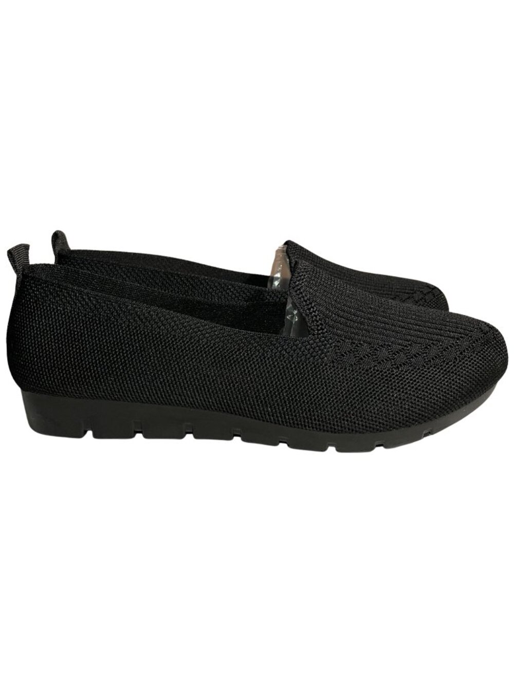 Women's Black Knit Slip-On Loafers - Lightweight Casual Comfort Shoes (Size 7.5)
